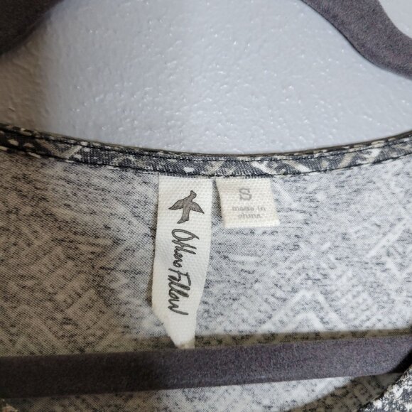 Others Follow Womens S Boho Tunic Dress Black White Geometric Print Long Bell Sl - Picture 5 of 7